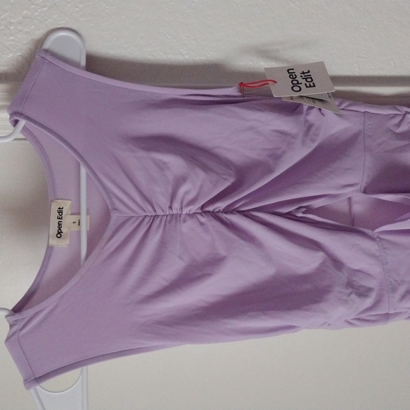 Cutout Ruched Midi Dress Purple Bloom OPEN EDIT Size Small - Picture 8 of 10